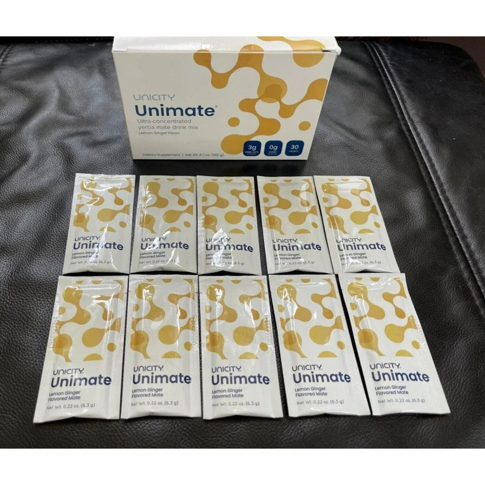 Unicity Unimate Lemon Ginger 30 Stick Packs NEW/SEALED Free Shipping