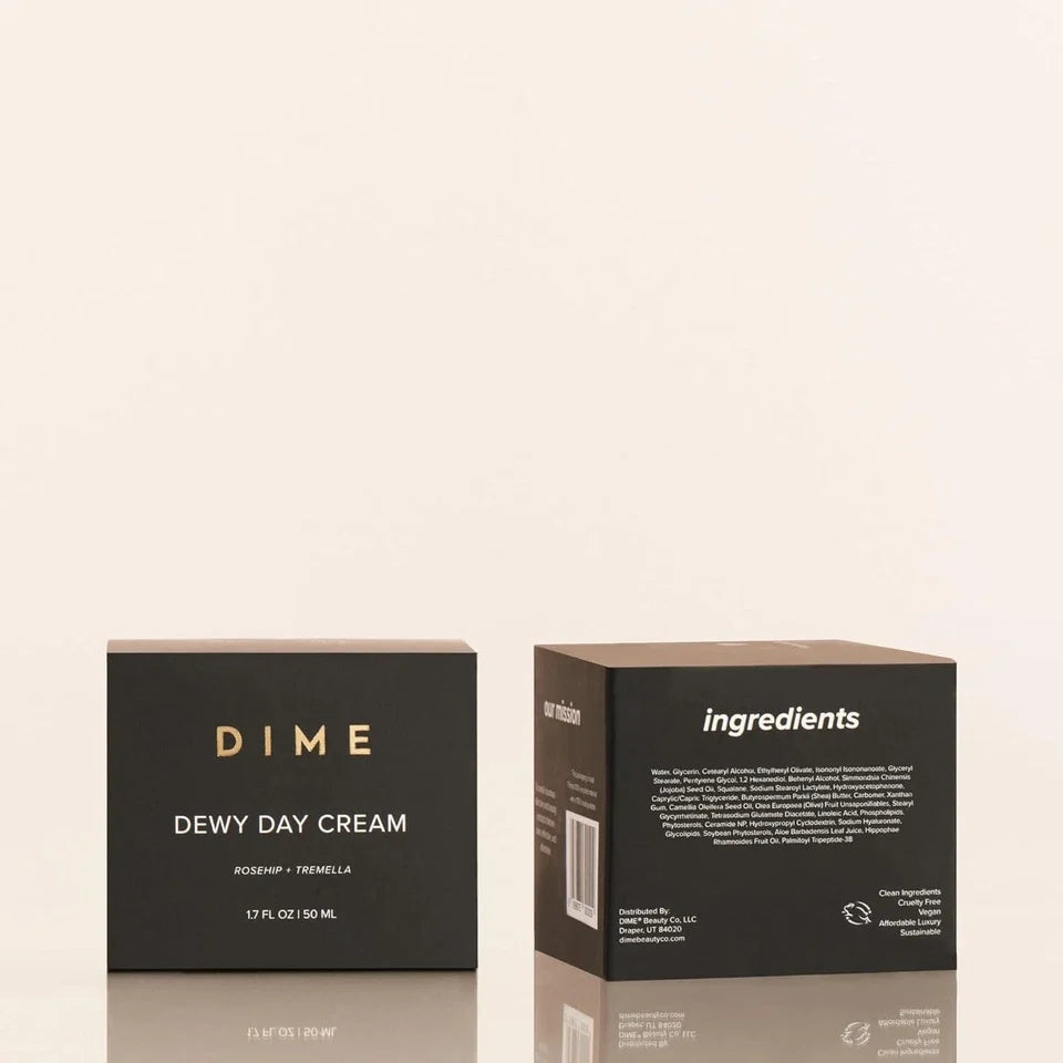 DIME Beauty Dewy Day Cream, Morning Face Moisturizer with Rosehip Oil and Tremel