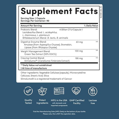 Nucific Bio-X4 4-in-1 Weight Management Probiotic, 90 Capsules
