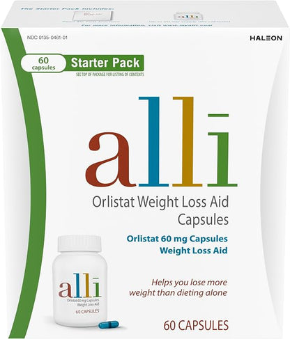 alli Weight Loss Supplement, Orlistat 60 mg Capsules, 60 Count Starter Pack