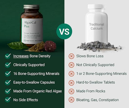ALGAECAL Plus Calcium Supplement for Bone Density, with D3 K2, 120 Caps
