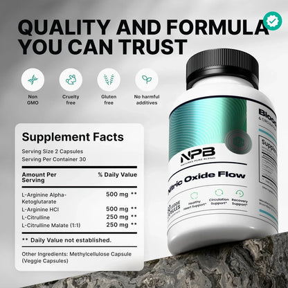 Nature's Pure Blend Nitric Oxide Supplement L-arginine and L-citrulline Vitamin Capsule - NPB-001
