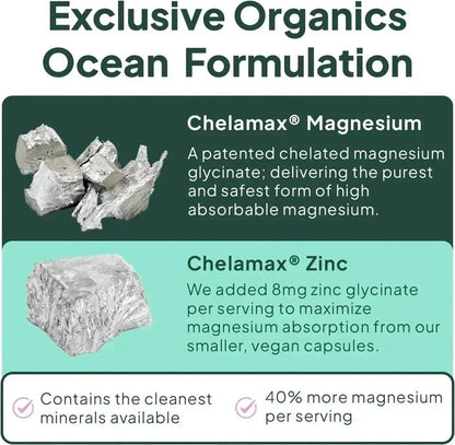 Organics Ocean Pure Magnesium Glycinate Low Zinc Dose Chelated 90 Capsules