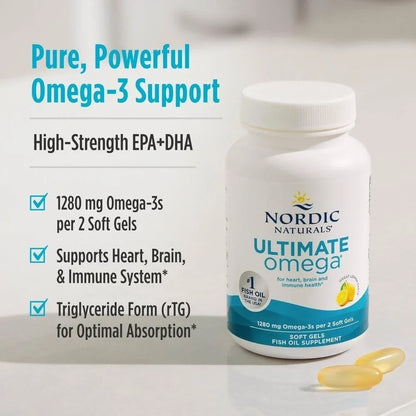 Nordic Naturals Ultimate Omega Lemon 1280mg Softgels - 120 Count