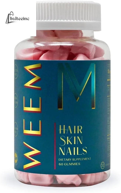 WEEM Hair Skin and Nails Gummies - Supports Healthy Hair - Vegan biotin Vitamins