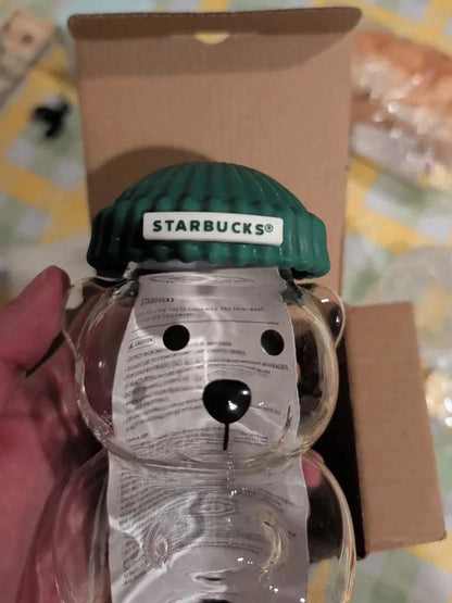 Starbucks 2025 Holiday Bearista Bear Glass Cup Cold Drink with Straw New In Box