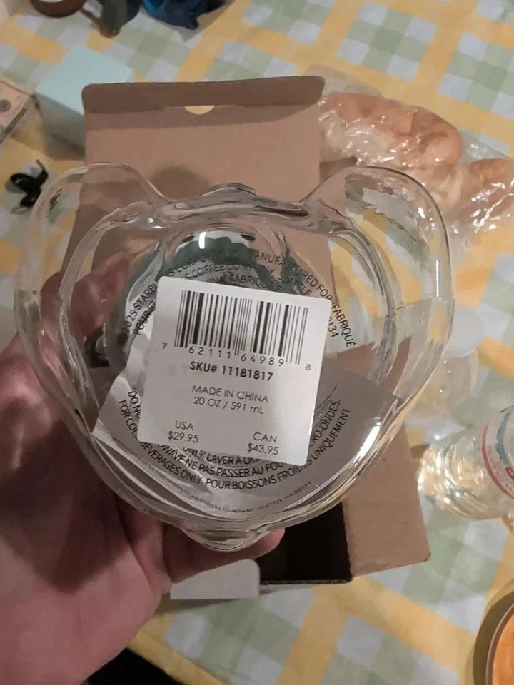 Starbucks 2025 Holiday Bearista Bear Glass Cup Cold Drink with Straw New In Box