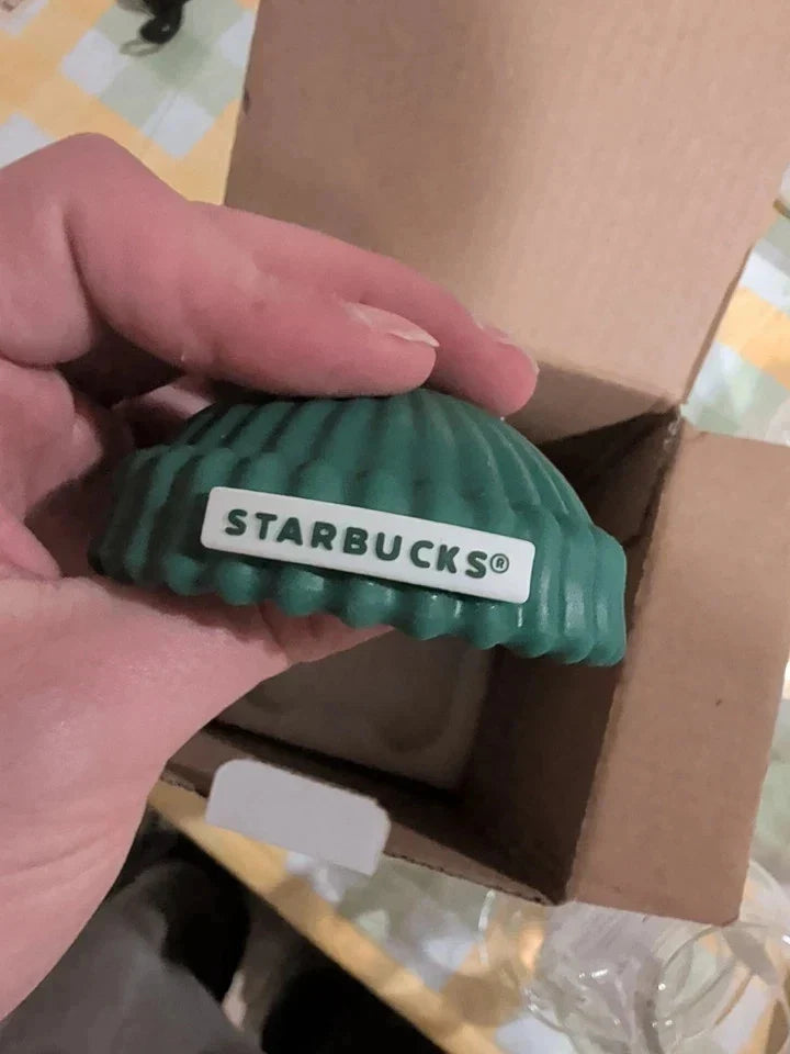 Starbucks 2025 Holiday Bearista Bear Glass Cup Cold Drink with Straw New In Box