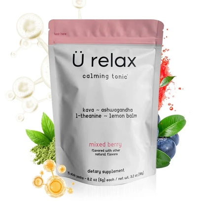 U Relax Calming Tonic Mixed Berry Flavor -15 Packets Relaxation Drink Supplement
