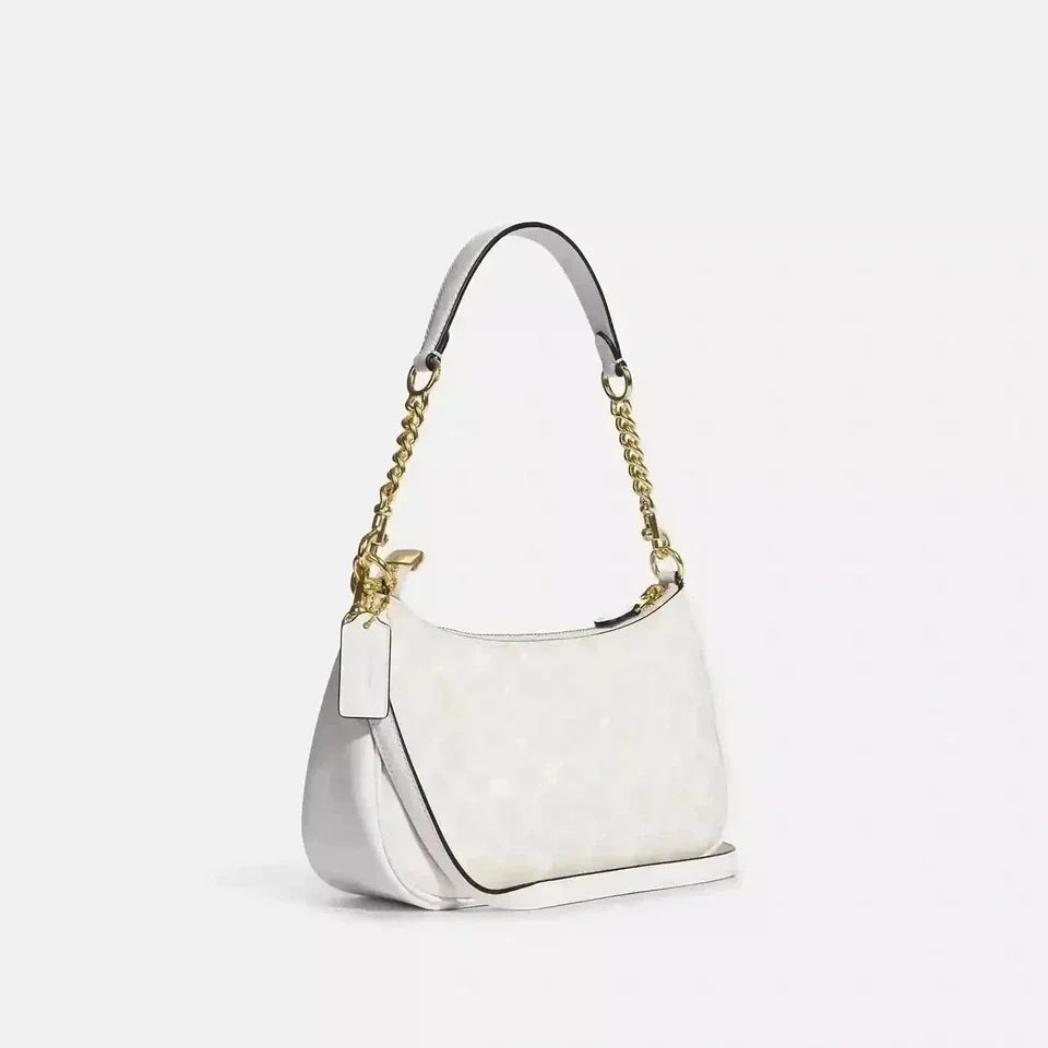Coach Teri 2Way Shoulder Bag CA548 Signature Canvas White Smooth Leather