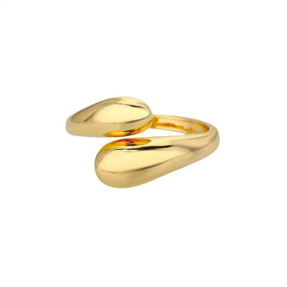 Fashion Irregular Waterdrop Metal Smooth Open Ring Women Jewelry Holiday Gift