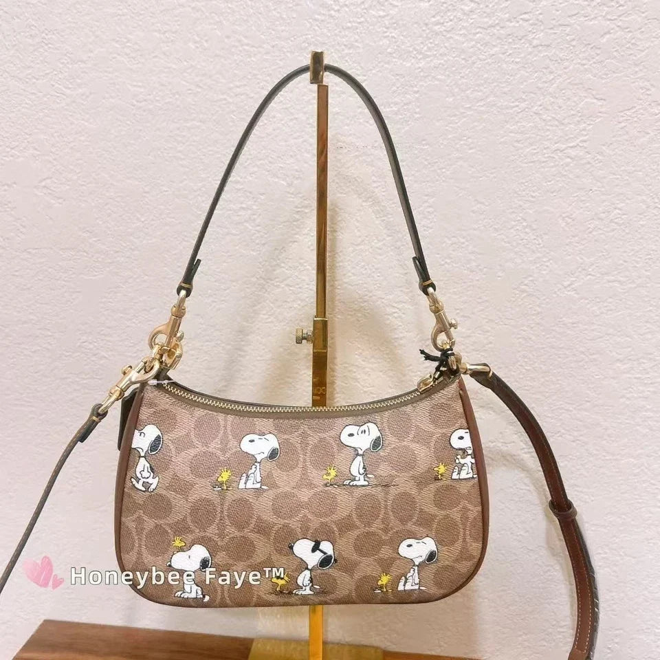 Coach X Peanuts Teri Shoulder Bag In Signature Canvas Snoopy Print CBJ88