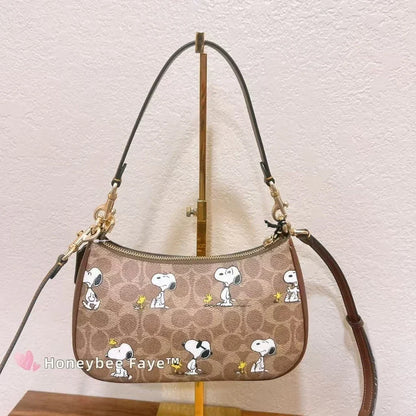 Coach X Peanuts Teri Shoulder Bag In Signature Canvas Snoopy Print CBJ88